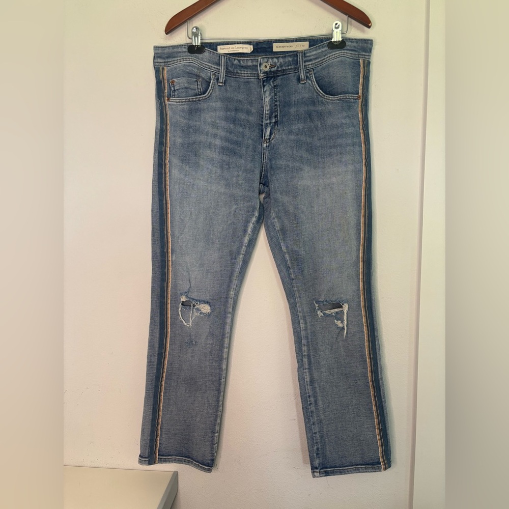 PILCRO & THE LETTERPRESS ANTHROPOLOGIE SLIM BOYFRIEND STRAIGHT LEG JEANS SZ 32